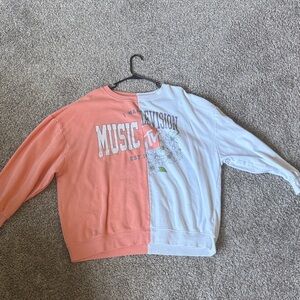 Two-Tone Music Graphic Sweatshirt